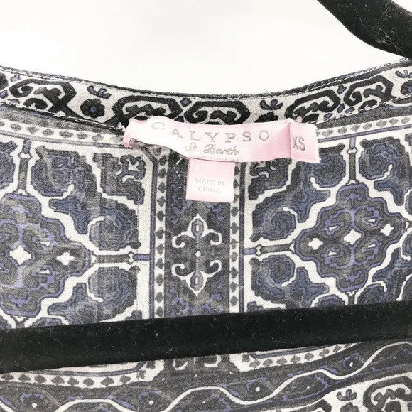 Calypso St Barth Women's Black Purple Sheer Long Sleeve Blouse Size XS - Picture 5 of 7